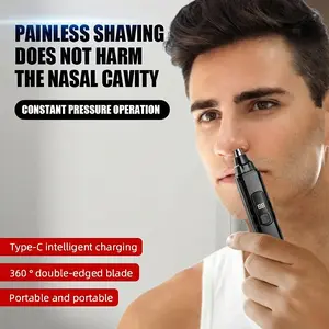NEW Nose hair trimmer, portable electric nose hair trimmer, unisex, stainless steel cutting head, no pulling of hair and no pain, stylish and simple, USB charging, suitable for nose hair, eyebrow and ear hair trimming, USB Rechargeable Trimmer