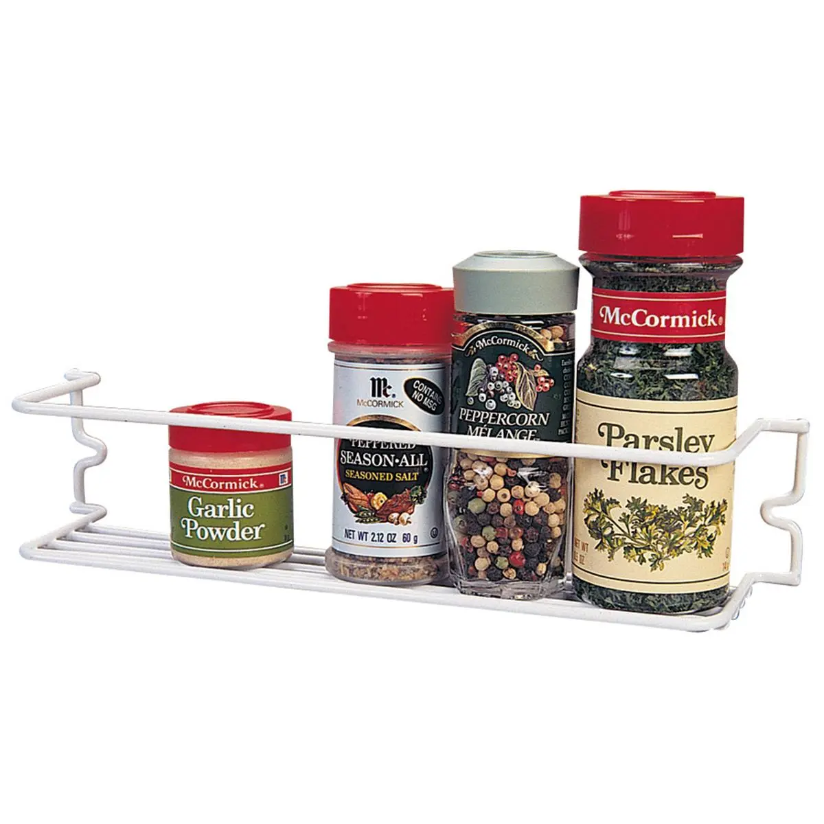 Panacea White Vinyl-Coated Wire Spice Rack, Rectangular Multifunctional Kitchen Organizer with 11.5" x 2.75" x 2.5" Dimensions, Wall-Mountable Home Supply with Installation Hardware