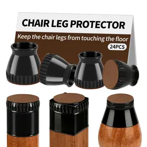 Noise Reducing Chair Leg Protectors Antiwear Chair Leg Protectors Anti-Scratch Floor Multiple Sizes 24 Pieces/Box