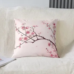 Feelyou Japanese Style Soft Cherry Blossom Throw Pillow Cover with Invisible Zipper, Home Decorative Cushion Cover for Living Room