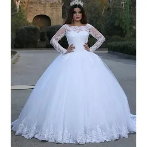 Cross-border Source White Vintage Lace Applique Wedding Dress