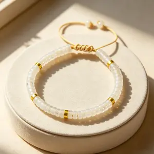 Natural 4mm Clear Quartz Tube Beaded Bracelet Healing Crystal Dainty Bracelet Yoga Minimalist Handmade Bracelet Gift for Women Men