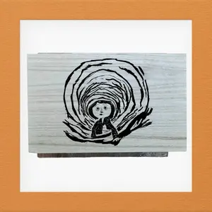 Coraline design 8.3" x 5.2" x 3.5" Trinket Box - Original Artwork with Natural Wooden Finish, Eco-Friendly Design for Pet Items or Treats