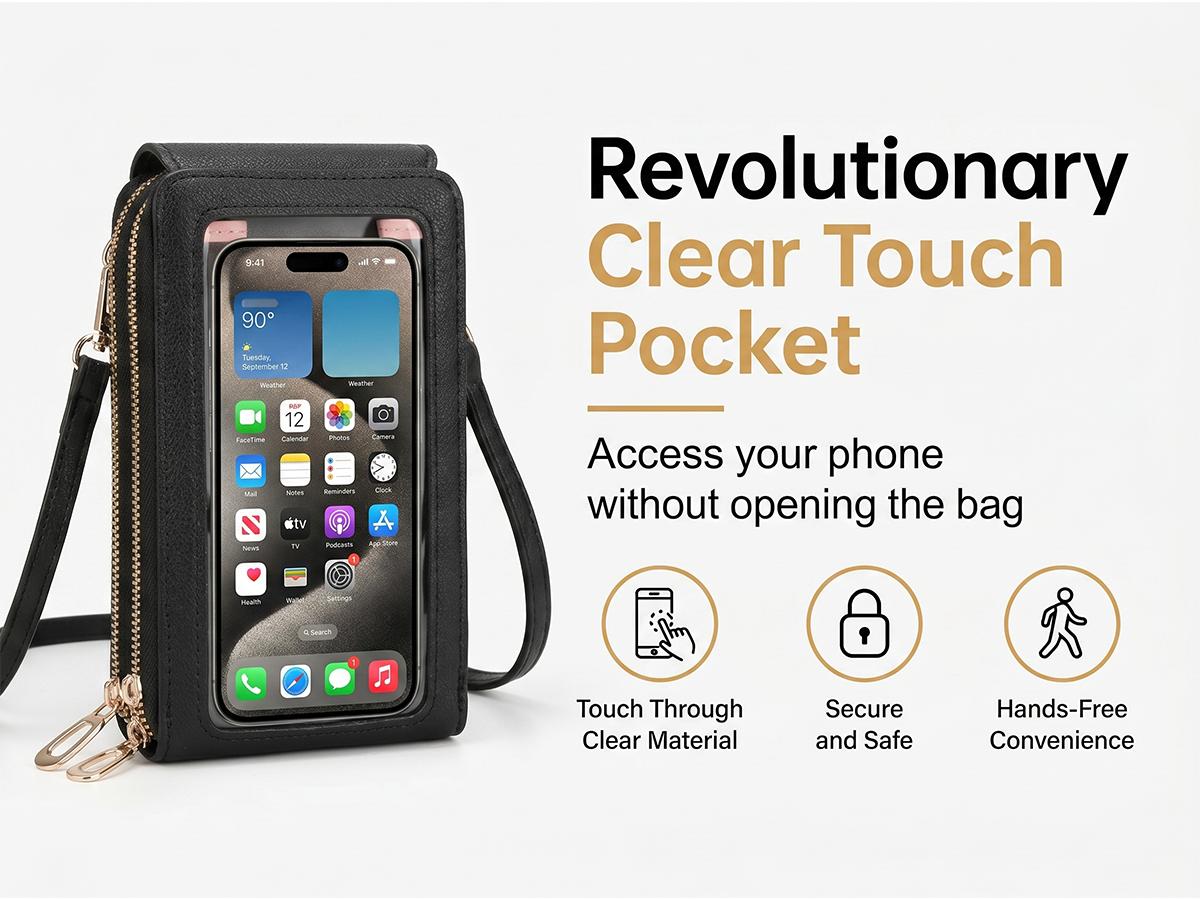 Women's 2026 Trendy Minimalist Elegant Touchscreen Crossbody Phone Wallet Bag - Crossbody Bags for Women, Multi-Card Slots, Coin Pouch, Adjustable Strap, Water-Resistant - Shopping, Travel Use, Multi-Color Gift Accessory