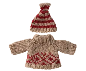 Maileg Knitted sweater and hat, Mum mouse