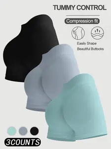 Women's Solid Color Seamless Gym Shorts, Butt Lifting Skinny Tummy Control Shorts for Yoga Gym Workout Running, Ladies Sportswear for Indoor Outdoor Wear