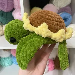 Crochet Flower Turtle, Handmade Plushie, Sunflower Turtle