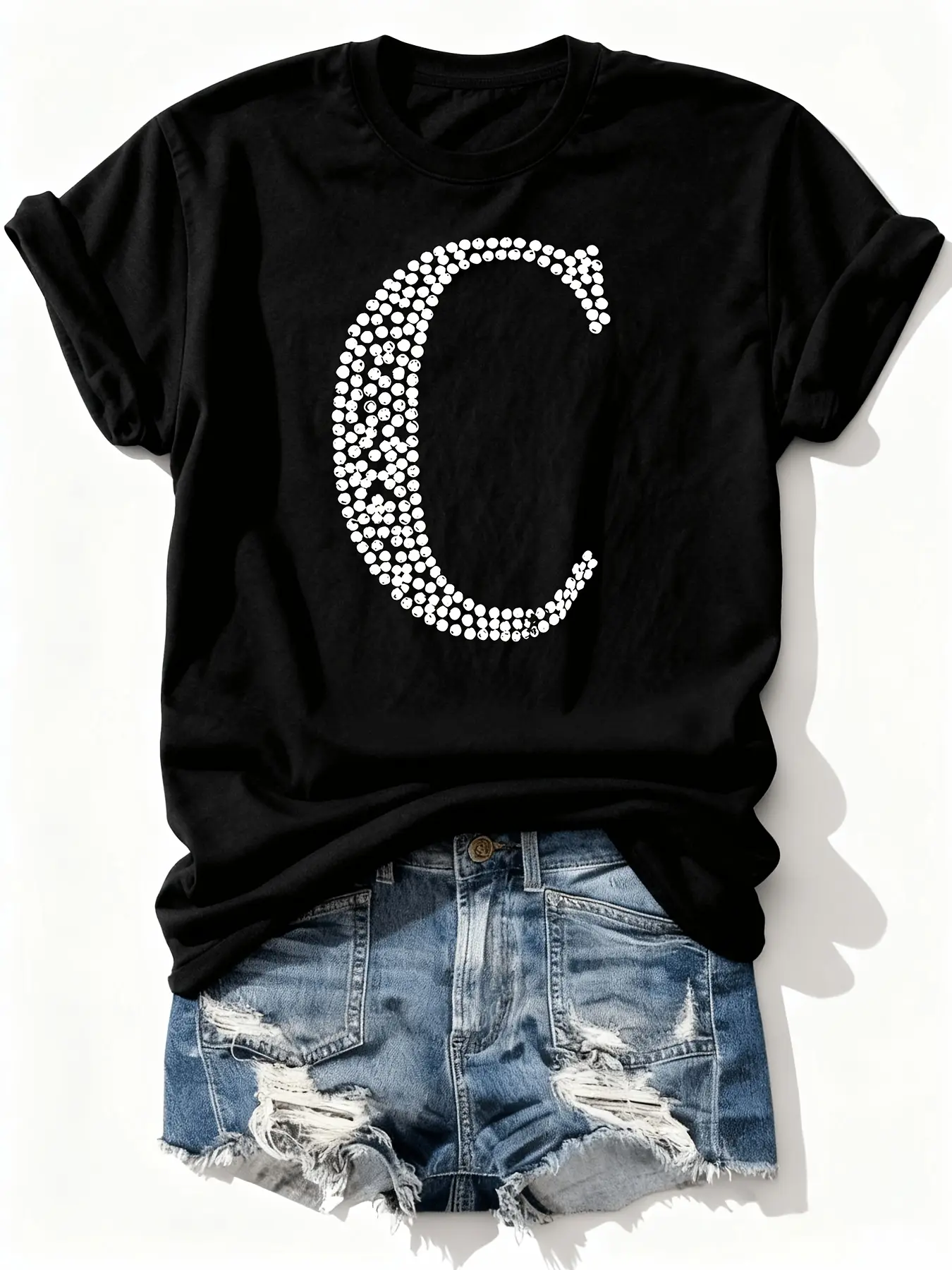 Crystal C Graphic Print T-Shirt - Bold Silver Rhin unisex soft cotton short sleeve t shirt, vintage graphic casual tee for men women teens, perfect birthday holiday gift for camping travel gym daily street  wear