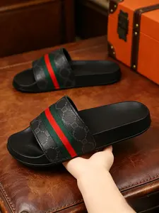 2026 Casual Comfortable Slippers, PU Leather Eva Sole, Random Print, All Seasons, Fashion Style, Sizes 39-47, Home Outdoor Beach