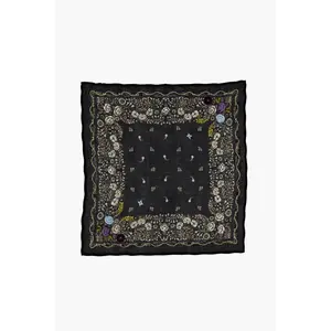 Embroidered Floral Bandana Jet Black