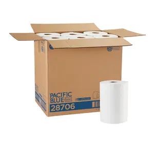 Pacific Blue Basic Hardwound Paper Towel Rolls, White, 12 Rolls/Case - 28706