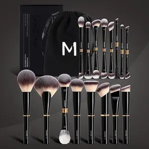 MAANGE 16pcs with Storage Bag, Makeup Brush Kit, Foundation Brush Powder Brush Blush Brush Contour Brush Eyeshadow Brush Eyebrows Brush Eyeliner Brush Highlight Brush, Professional Cosmetic Tools for Foundation Blending & Eyeshadow Application
