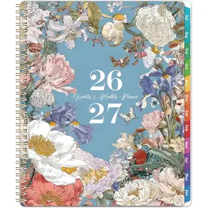 2026-2027 Planner - Academic Planner 2026-2027, July 2026 - June 2027, Planners Weekly and Monthly, 8.5" x 11", Colorful Monthly Tabs, Storage Pocket, Spiral Bound for School Office  - Floral
