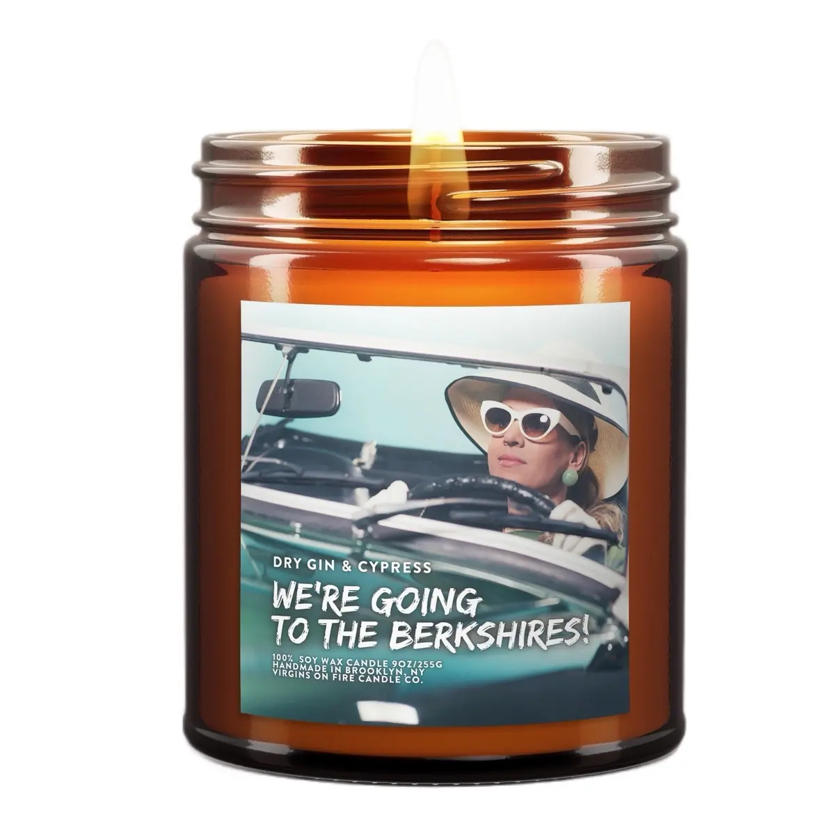 Virgins On Fire Candle Co. Handmade Soy Candles - 9oz Cypress & Gin Blend, Long Burn Time - Kinfolk Bookstore - Jar, Decor Freshener Ornaments