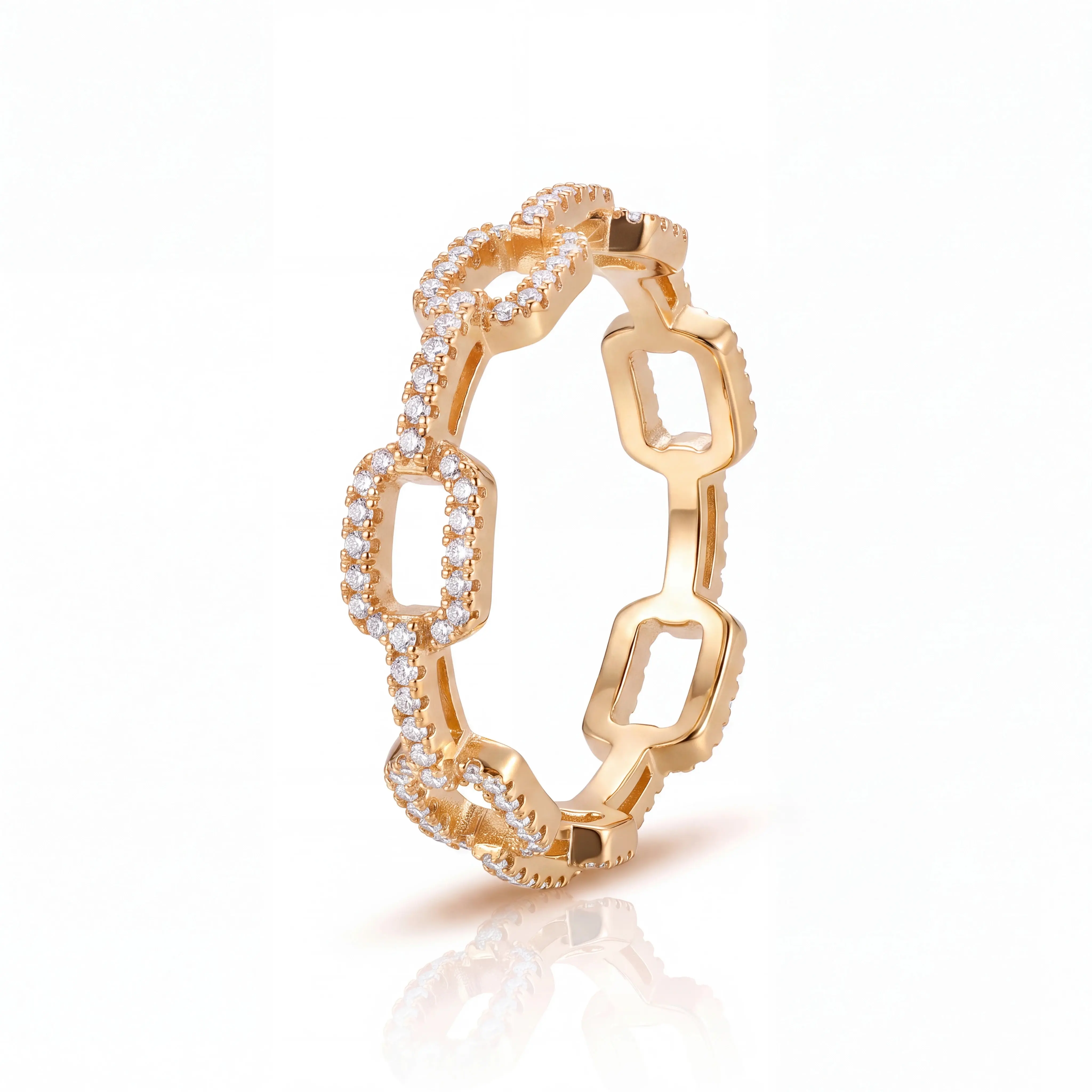Iced Paperclip Ring (Gold)