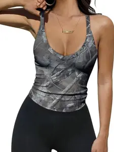Summer Leopard Print Tank Top, Low Neck Slim Fit Sleeveless Shirt, Versatile Inner Wear, Sexy Base Layer, Casual Style