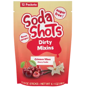 Crimson Vibes Dirty Soda Cherry Vanilla Syrup Mixin, Mix into 12-16oz Sodas, at Home and on the Go.