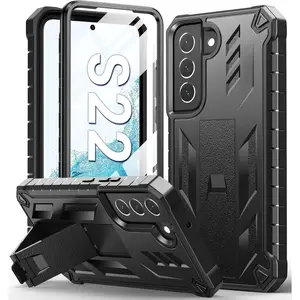for  Galaxy S22 Protective Case:  Grade Drop Proof Protection Mobile Phone Cover with Kickstand | Rugged Shockproof TPU Matte Textured Sturdy Phone Bumper (Black)