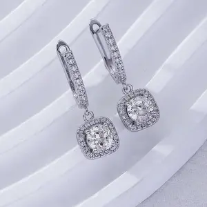 【High-end】Latest Launch S925 Silver Premium Moissanite Hoop Ear Clips - 1-2ct (Round/Square) | Elegant Gift for Him & Her | Genuine Certificate of Authenticity | dealsforyoudays gift