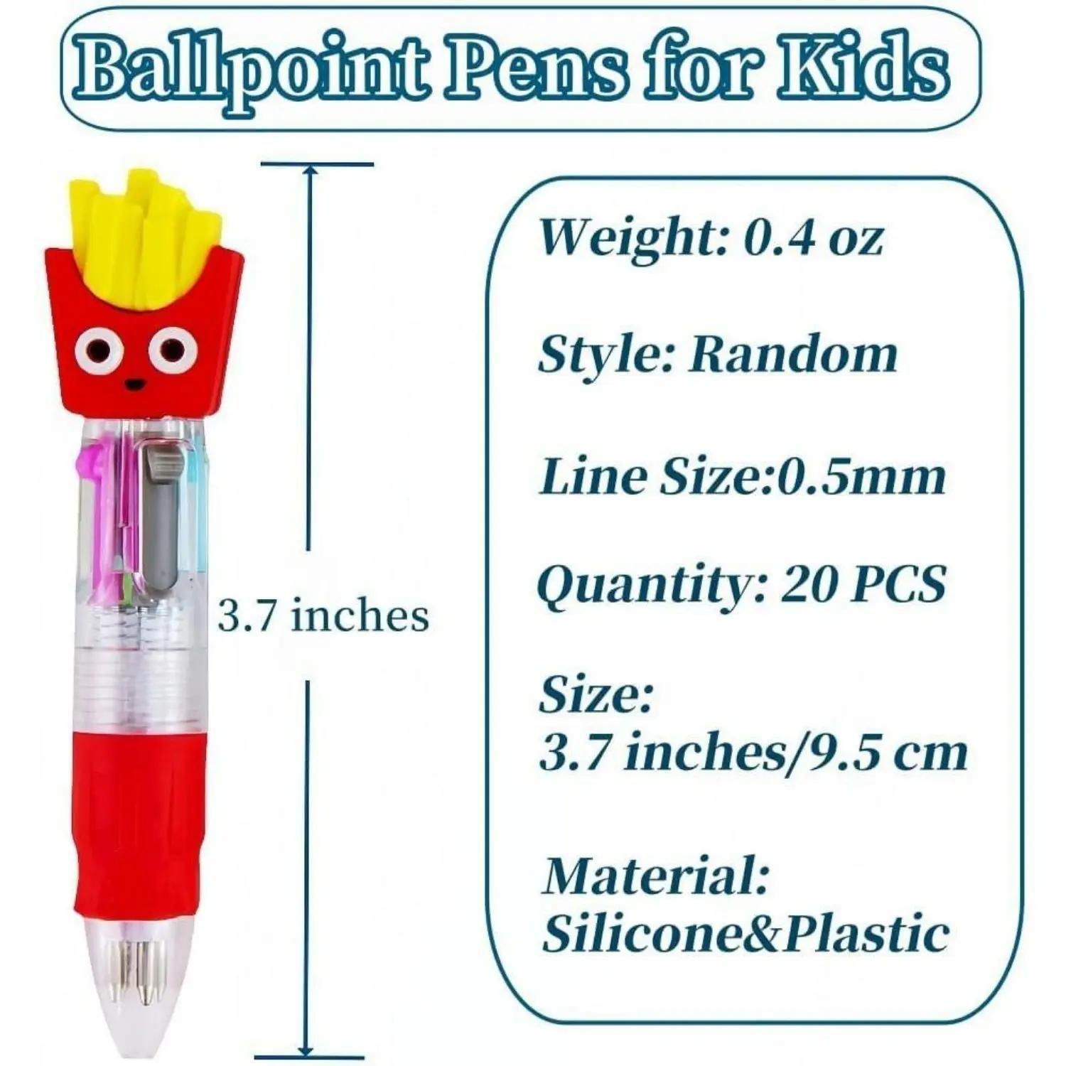 Random 24Pcs 4-in-1 Mini Multicolor Ballpoint Pens Bulk Cute Kawaii Pens for Kids Party Favors for Birthday Children's Party School Supplies Student Gifts for Thanksgiving Valentine's Day