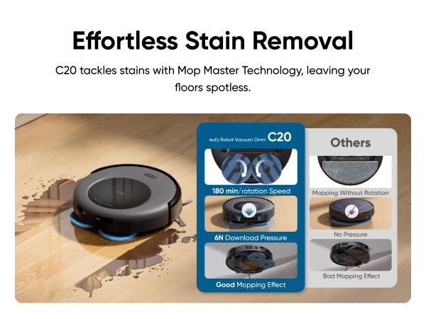 eufy C20 Omni Robot Vacuum, Robot Vacuum and Mop Combo, Self Emptying, Auto Mop Washing and Auto Drying for hands-free cleaning, 3.35-Inch Ultra-Slim Body, 7000 Pa Powerful Suction, All-in-One Station, Cleaner Machine Cleaner Cordless eufy C20 Omni Robot Vacuum, Robot Vacuum and Mop Combo, Self Emptying, Auto Mop Washing and Auto Drying for hands-free cleaning, 3.35-Inch Ultra-Slim Body, 7000 Pa Powerful Suction, All-in-One Station, Cleaner Machine Cleaner Cordless