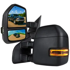 1999-2016 Ford F-250/F-350/F-450 Power Adjustable, Heated, & Manual Extendable Towing Mirrors w/ Smoked Lens LED Turn Signal & Clearance Lights