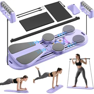 Foldable Pilates Board for Home Workout, 2025 New Pilates Reformer Set with Smart Timer, 7-in-1 Multifunctional Pilates Board Fitness Board, Pilates Reformer Machine Pilates Sliding Board