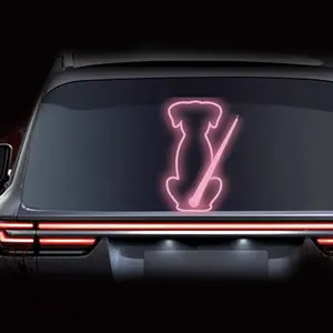 Reflective Dog Car Windshield Wiper Sticker, Waterproof Vinyl Cute Wagging Tail Rear Window Decoration, Holographic Blue Animal Decal