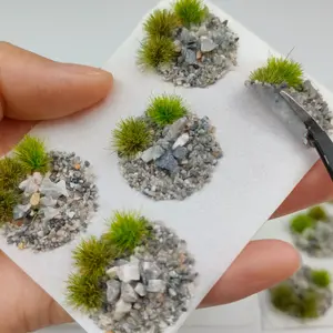 Model Simulation Static Grass Tufts with Gravel, Warhammer Scenic Bases, Sand Table Diorama, Wargame Bases, High Quality Self-Adhesive Handmade DIY Hobby Supplies