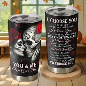 Gothic Love "I Choose You" 20oz Tumbler – Romantic Dark Aesthetic Travel Mug for Couples, Anniversary Gift for Him or Her, Unique Daily Drinkware with Deep Meaning
