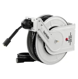 【fathersdaygift】Tool Daily Retractable Pressure Washer Hose Reel, 60 FT x 1/4” Heavy-Duty 3600 PSI, Auto-Rewinding, Wall/Floor Mounted for Home Improvement & Auto detailing,
