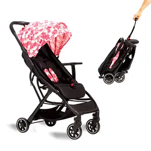 Portable Stroller with Automatic Fold,Lightweight Umbrella Stroller with Pop Out Sun Canopy,Compact for Travel(Pink)