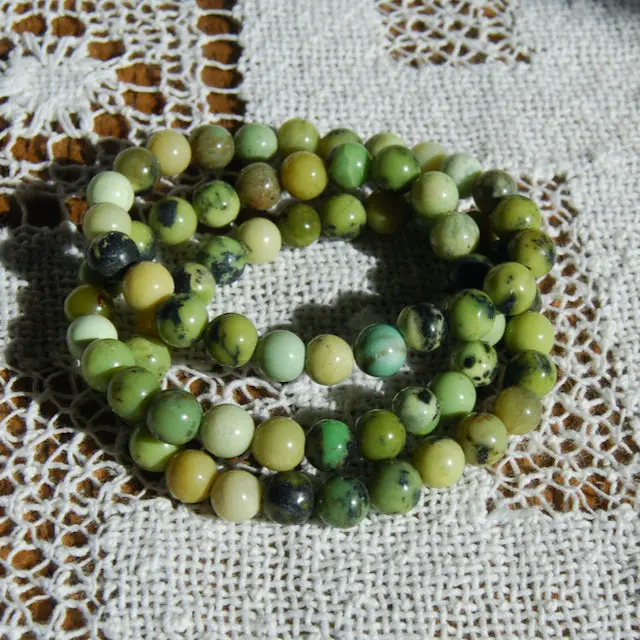 Green Chrysoprase Crystal Bead Bracelet, 8mm Natural Gemstone Beads