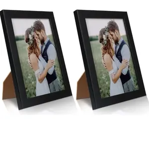 2 Pack 5x7 Picture Frame, Black Picture Frame for Wall and Tabletop Display, Resistant Plastic Photo Picture Frame with Clear Plexiglass for Vertical or Horizontal Display