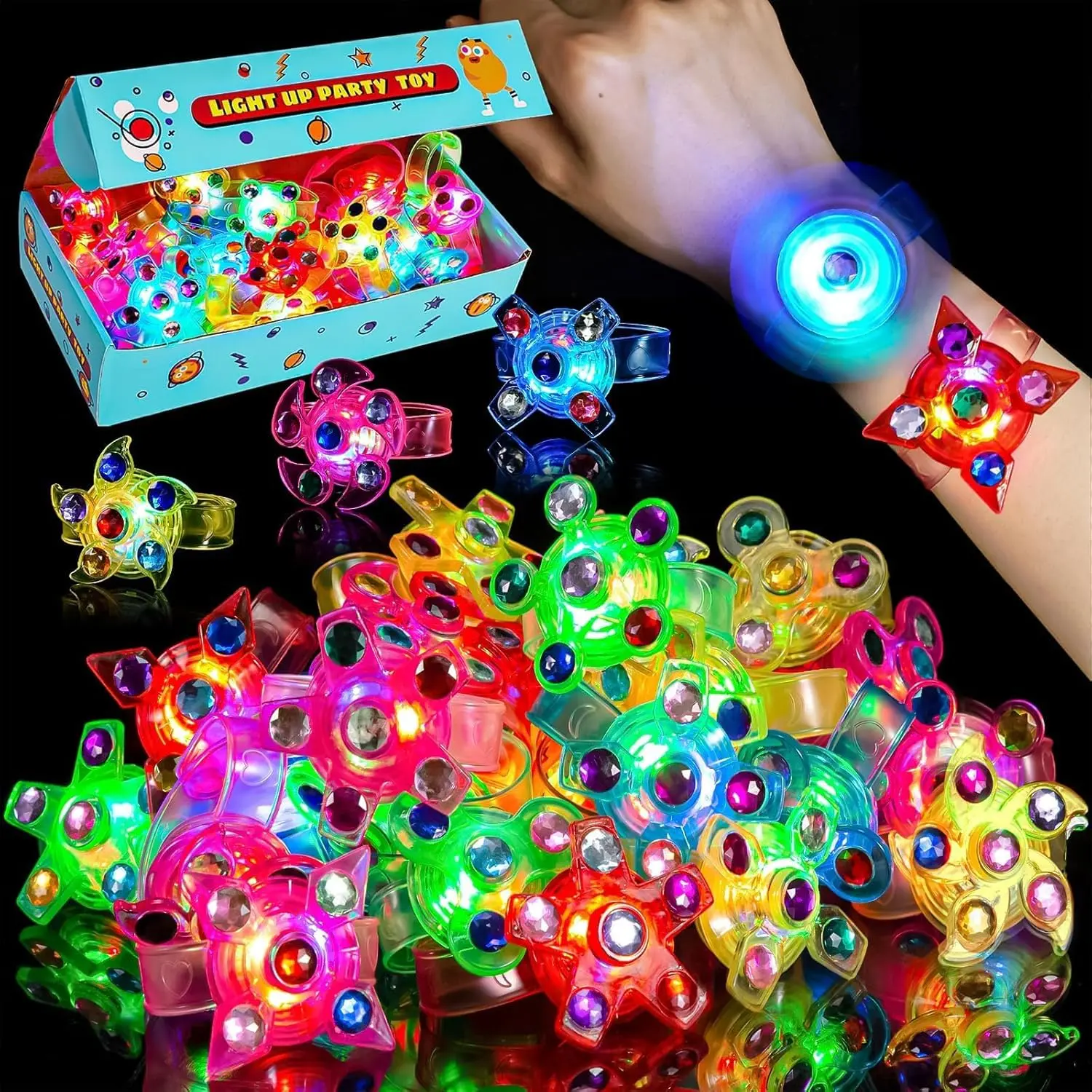 24 Pack Light Up Party Favors For Fidget Spinner Bracelets