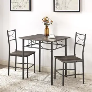 3-Piece Kitchen Dining Room Table Set Grey Chair 3-Piece Kitchen Dining Room Table Set Grey Chair