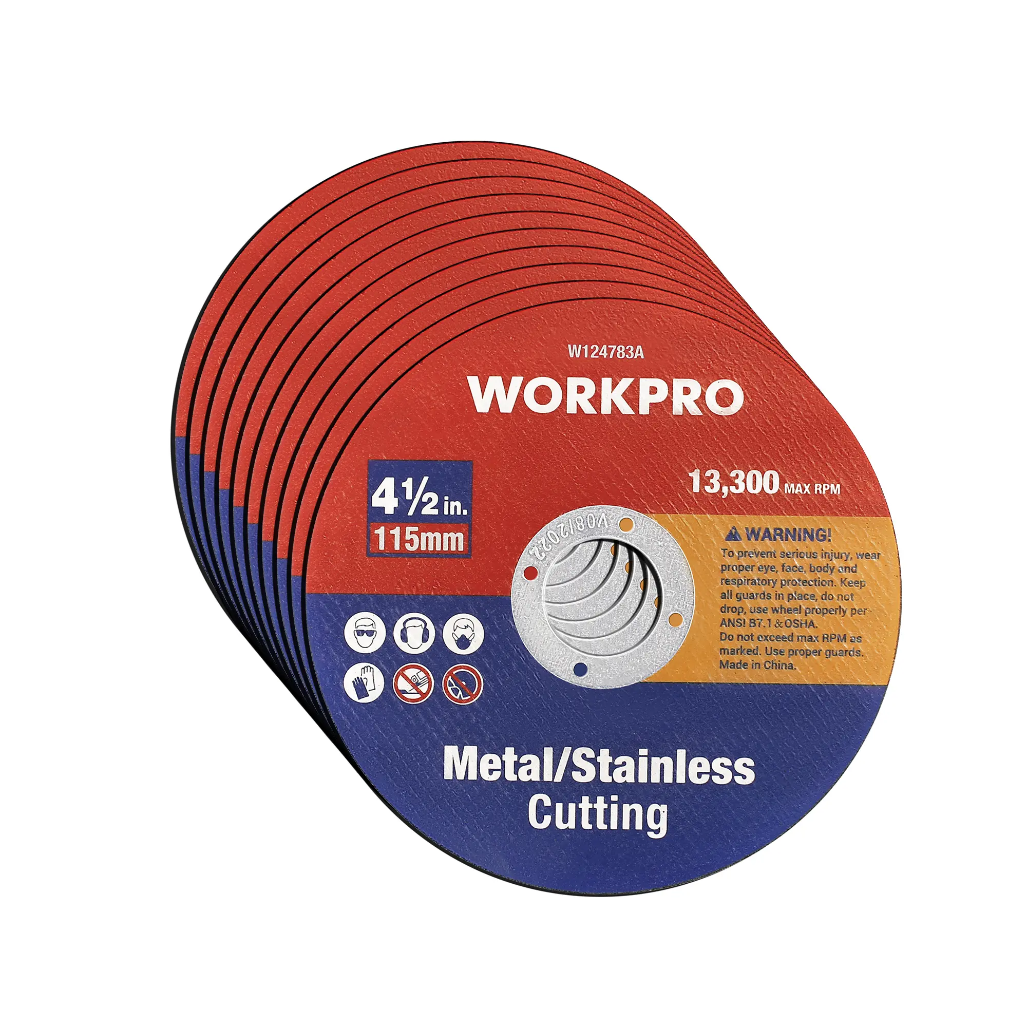 WORKPRO Cut-Off Wheels, 4-1/2 x 7/8-inch Metal&Stainless Steel Cutting Wheel, Thin Metal Cutting Disc for Angle Grinder