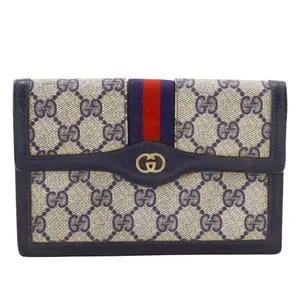 Pre-owned GUCCI Canvas Small Leather Goods GG Supreme Pouch