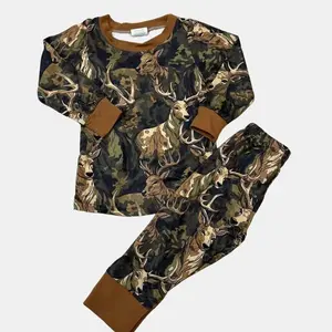 Cozy Deer Hunting Print Long Sleeve Pajamas for Baby Boys Soft & Stylish Kids Loungewear