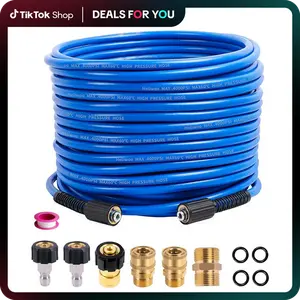 Dealsforyoudays Heliwoo 1/4" Flexible Pressure Washer Hose- Kink Resistant - Max 4000 PSI -Universal M22 Fittings - Replacement Power Washer Hose for Gas & Electric Power Washers Durable Motorcycle Car
