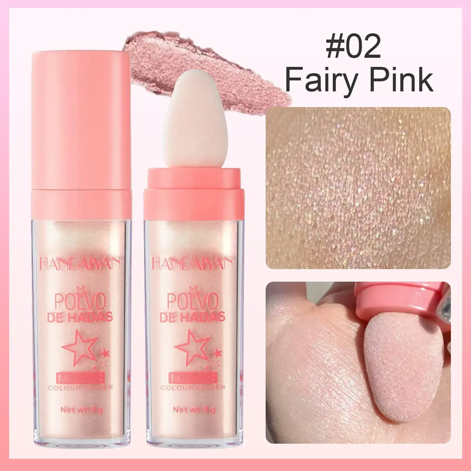 Pearly Shimmer Powder Highlighter Stick with Sponge Tip Applicator, Long-Lasting Glow for Face & Body, Women's Glitter Makeup Bar, Holiday Gift for Loved Ones