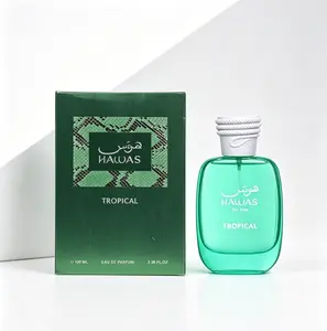 Hawas For Him Tropical Eau De Parfum Spray for Men, 3.38 fl. oz 100ml, Fresh Tropical Fruity Aromatic Arabian Perfume