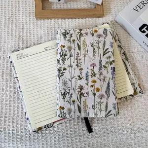 A5 Floral Pattern Soft Cloth Book Cover, Durable Notebook Protector, Light Color Diary Box, Cute Planning Shell for Office & School Use