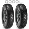 VEVOR 2-Pack 10-Inch Solid PU Flat-Free Tubeless Tire Wheels with Axle, 2.5" Wide Traction, 180lb Dynamic/220lb Static Load, Bounceback Support, Dust/Water Seal, Deep Tread, Easy-Swap Hardware for Transport (2-Pack for Quick Replacement)