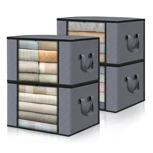 Quilt storage bag Bamboo charcoal moisture-proof clothes finishing bag Non-woven moving packing bag Household quilt storage bag Organiser Boxes