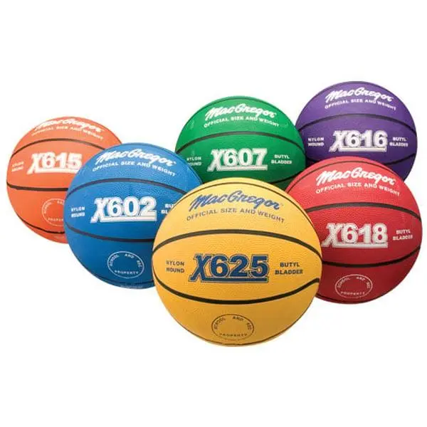 Prism Multicolor Rubber Basketball Pack, Official Size Set of 6 Balls with Durable Butyl Bladders for All Ages, Butyl Bladder, Six Colors