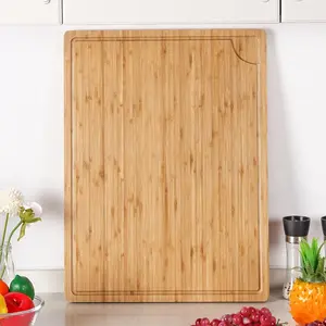 24" Bamboo Cutting Boards for Kitchen, Extra Large Wood Cutting Board with Deep Juice Groove and Handle, Over the Sink Chopping Board, Heavy Duty Butcher Block for Turkey, Meat, Vegetables, BBQ Knives Wooden Fathersdaygift Stylish