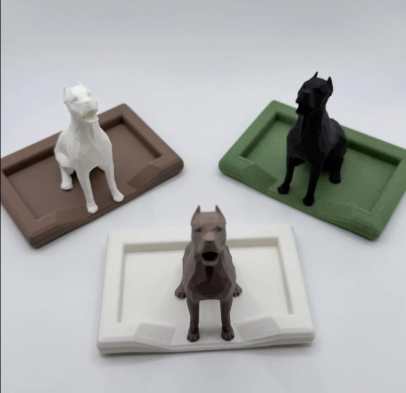 Pitbull Dog Ring Holder with Ring Dish (Small or Large) - 3D Printed Plastic, Engagement Gift for Her, Available in Black or White Lightweight Customizable