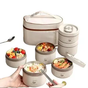 4 - Layers Stainless Steel Lunch Box with High Capacity Includes Insulated Portable Carry Bag Ideal for Office School & Camping Leakproof Reusable Comes with Bag Lid