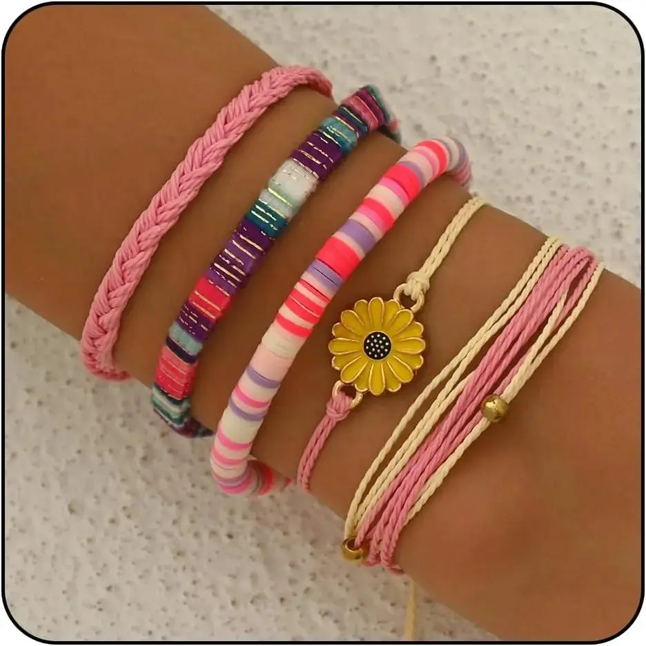 Beach Summer Ankle Bracelet for Women Braided Adjustable String Anklets Surfer Bracelet